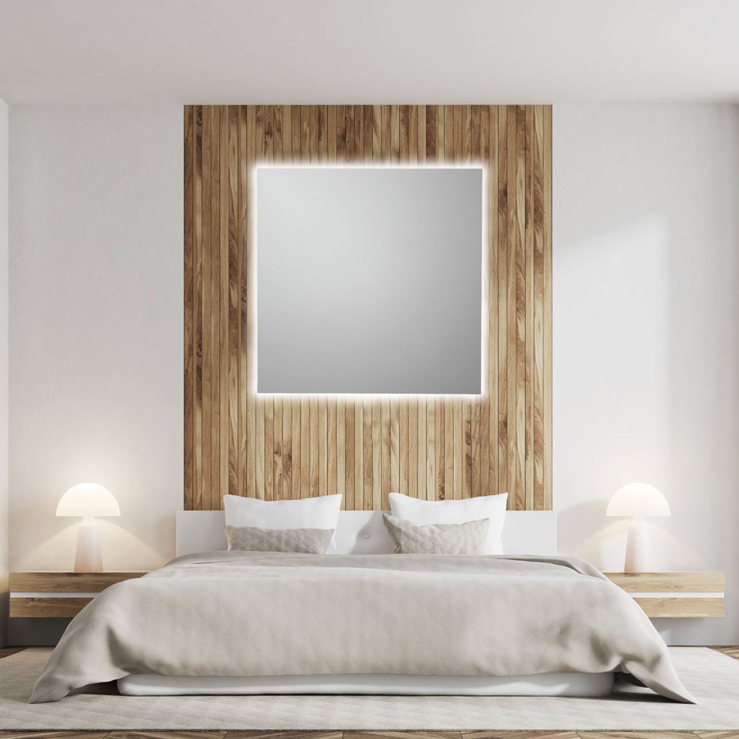 Mona m. Anti-damp - Firkantet LED spejl