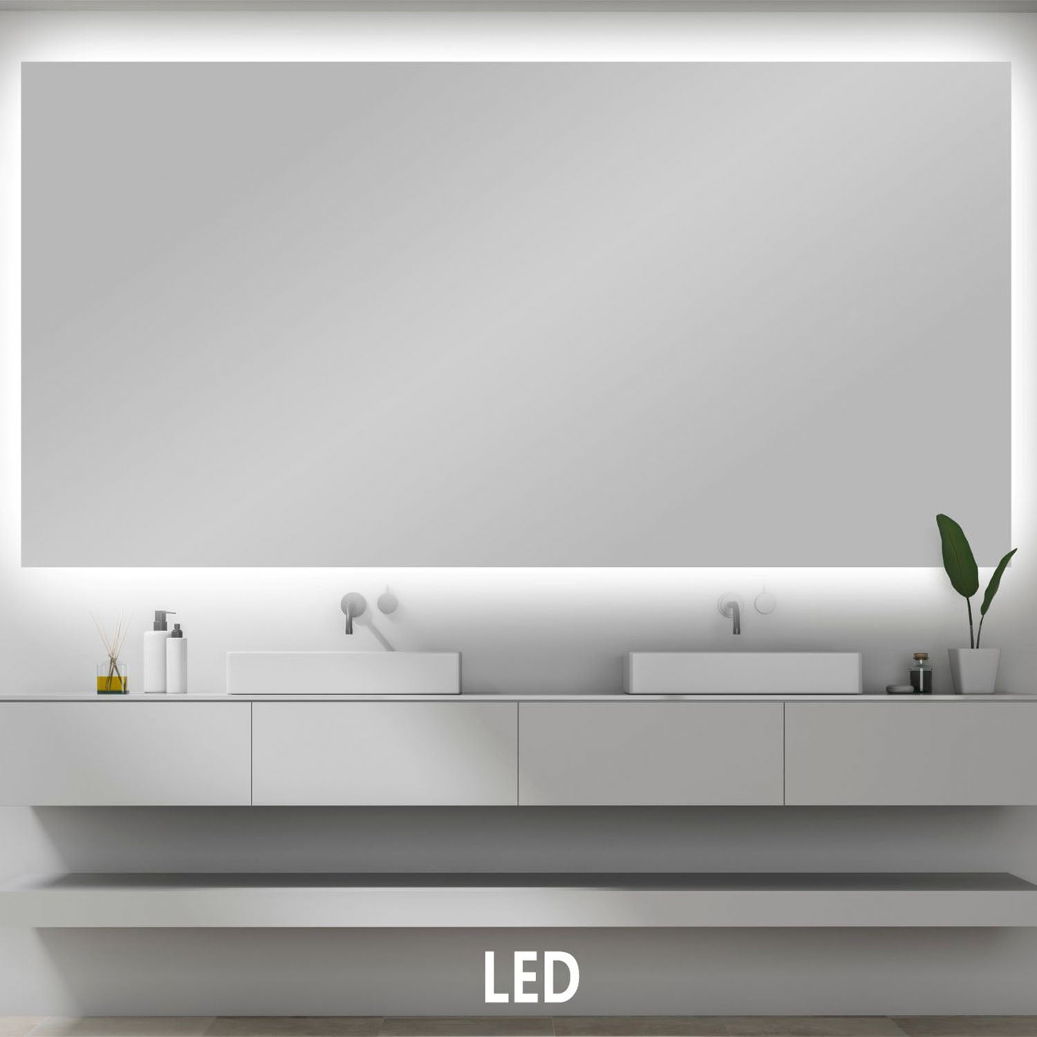 Mona m. Anti-damp - Firkantet LED spejl