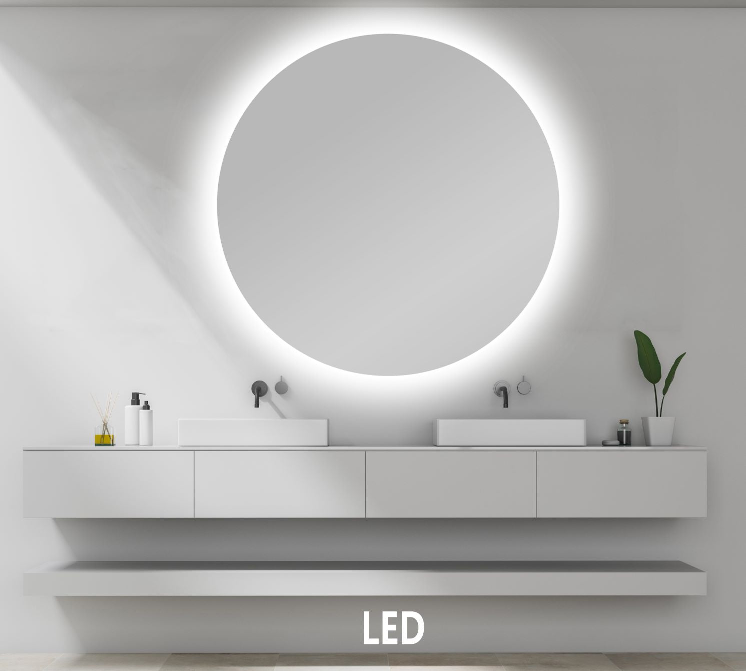 Puk m. Anti-damp - Rundt LED spejl