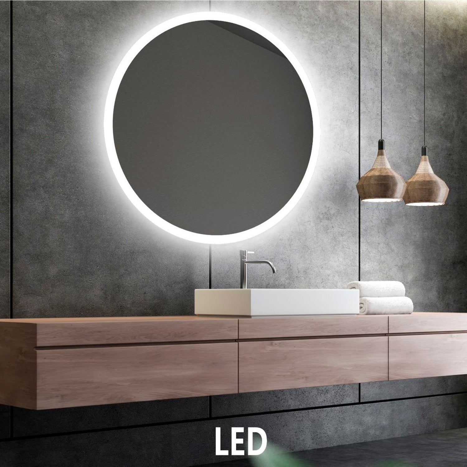 Sandra - Rundt LED spejl