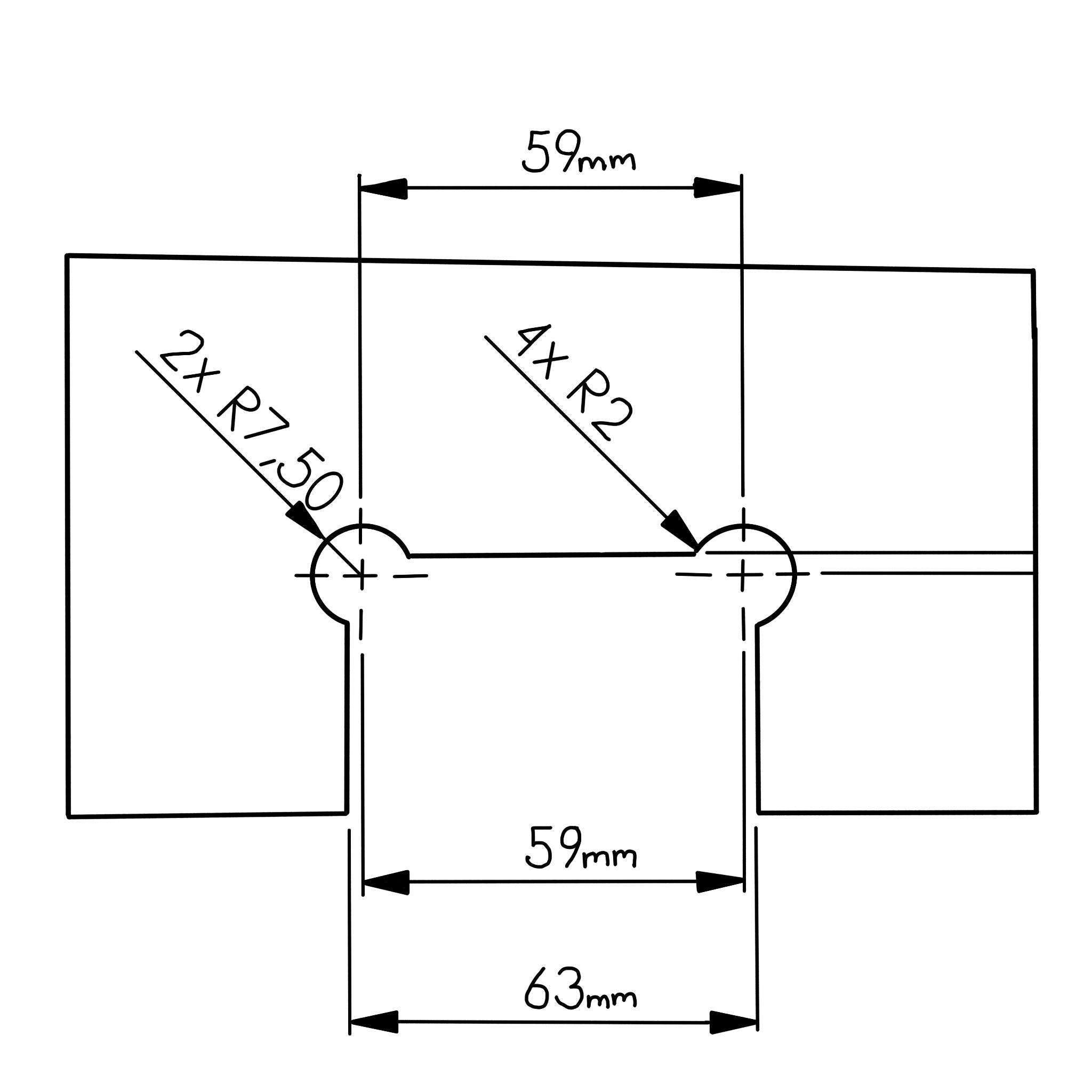 Glas/Glas Hængsel – Sort
